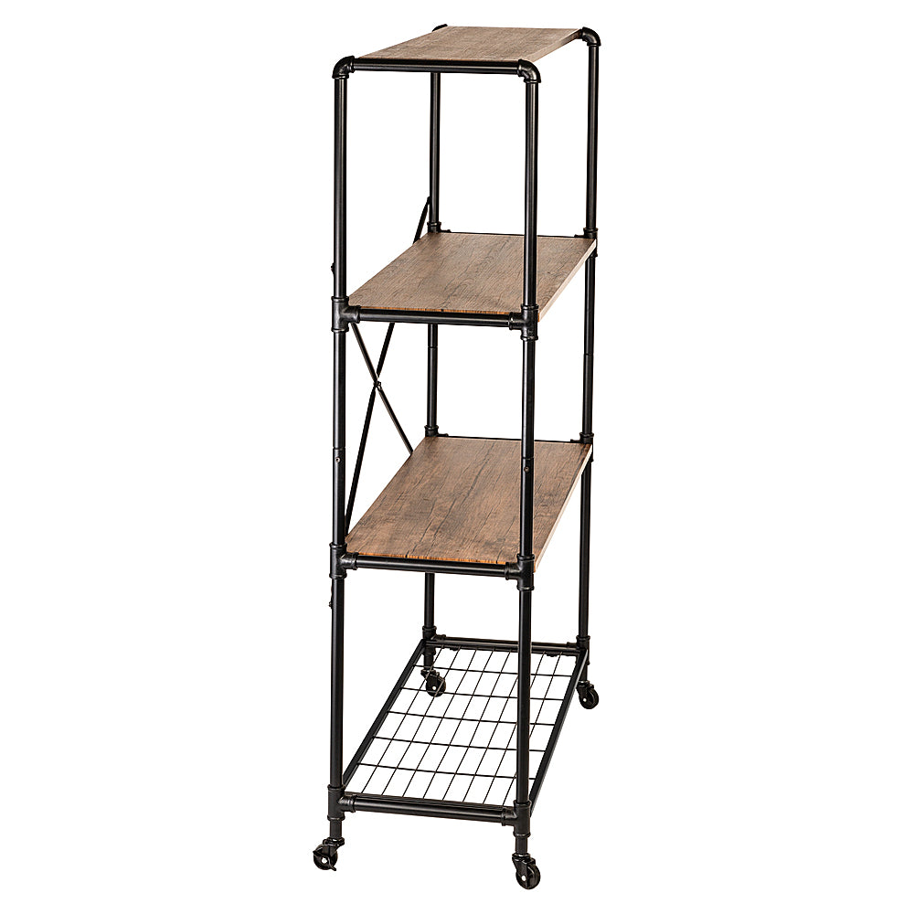 Honey-Can-Do - 4-Tier Industrial Rolling Bookshelf With Wheels - Rustic_1