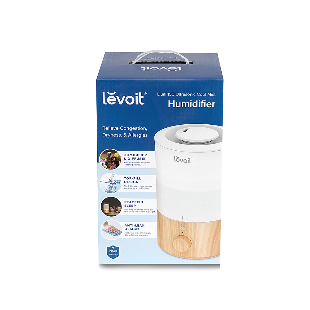 Levoit - Dual 150 .79 gallon Top-Fill Ultrasonic Humidifier - White / Wood_10