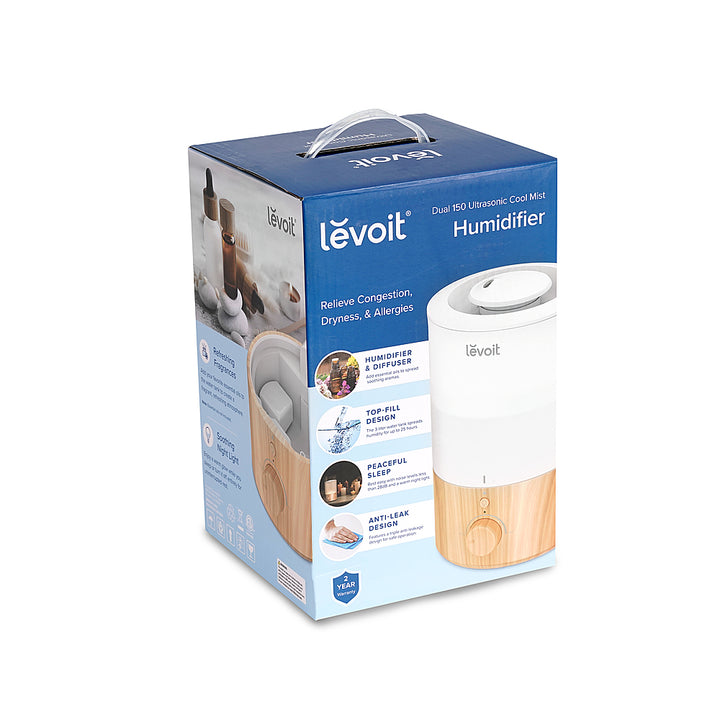 Levoit - Dual 150 .79 gallon Top-Fill Ultrasonic Humidifier - White / Wood_9
