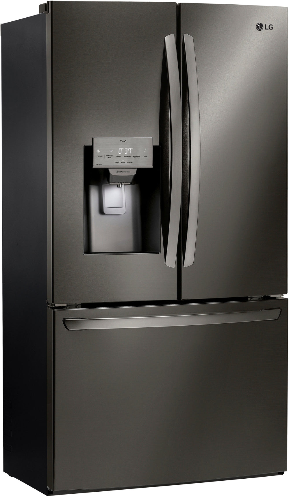 LG - 27.7 Cu. Ft. French Door Smart Refrigerator with External Ice and Water - Black Stainless Steel_1