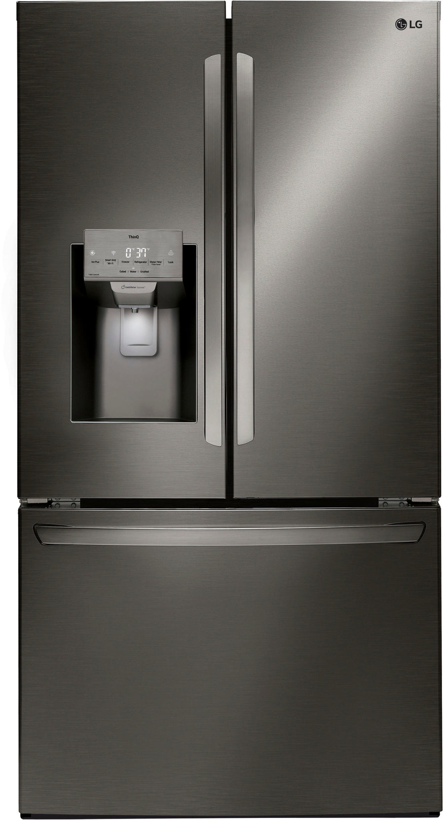LG - 27.7 Cu. Ft. French Door Smart Refrigerator with External Ice and Water - Black Stainless Steel_0