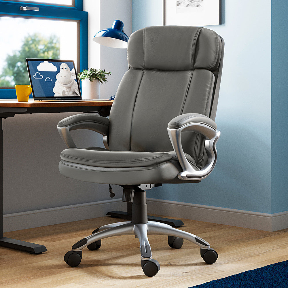Serta - Fairbanks Bonded Leather Big and Tall Executive Office Chair - Gray_1