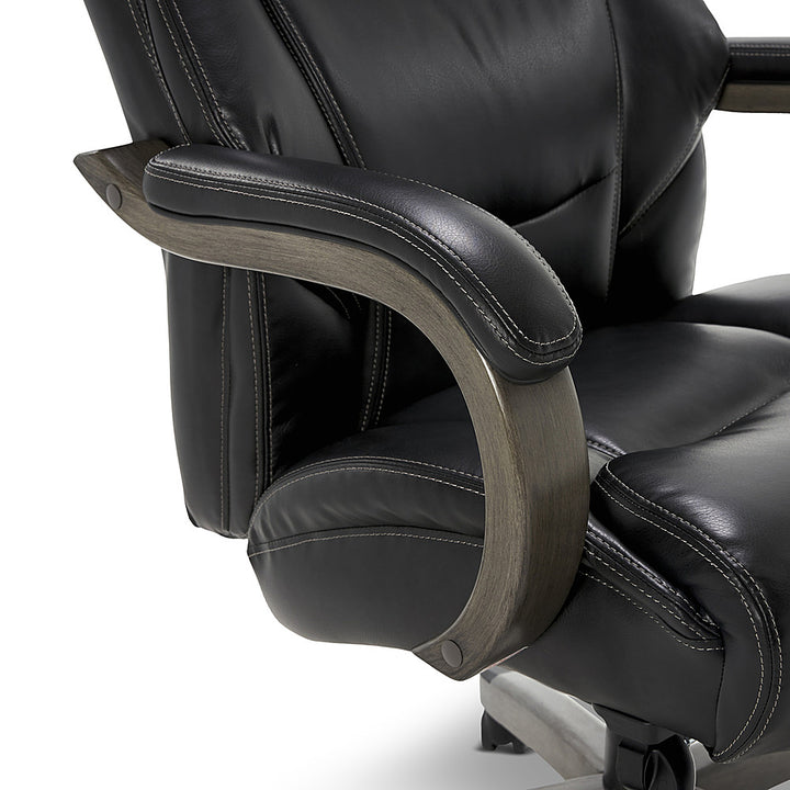 La-Z-Boy - Delano Big & Tall Bonded Leather Executive Chair - Jet Black/Gray Wood_11