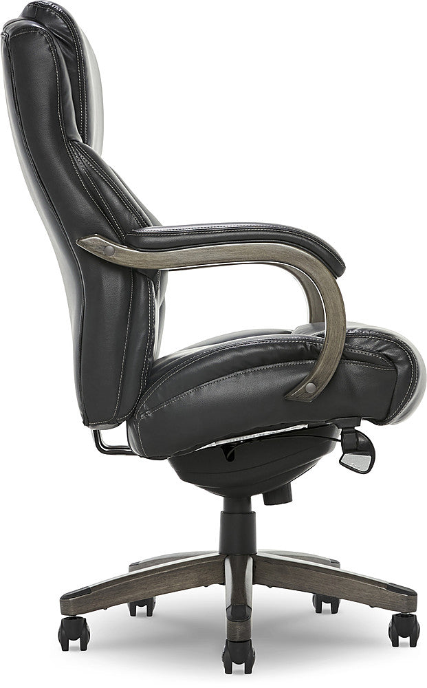 La-Z-Boy - Delano Big & Tall Bonded Leather Executive Chair - Jet Black/Gray Wood_7