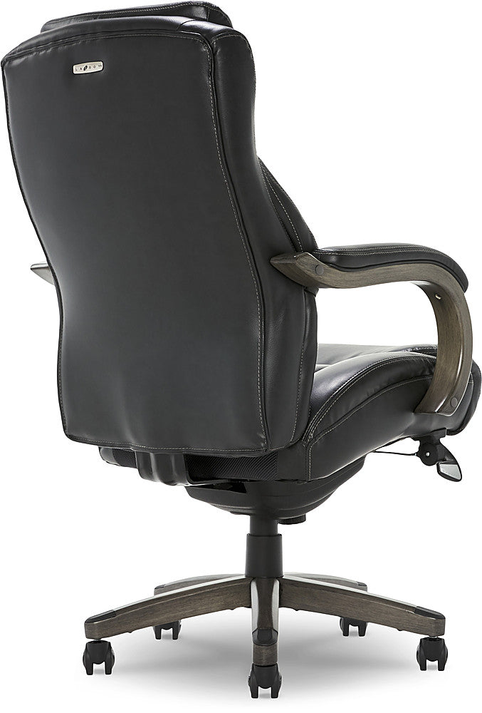 La-Z-Boy - Delano Big & Tall Bonded Leather Executive Chair - Jet Black/Gray Wood_5