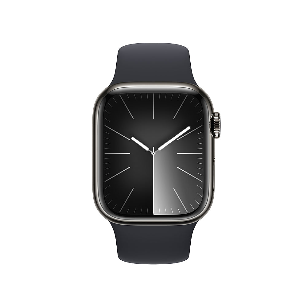 Apple Watch Series 9 (GPS + Cellular) 41mm Graphite Stainless Steel Case with Midnight Sport Band - M/L - Graphite_1