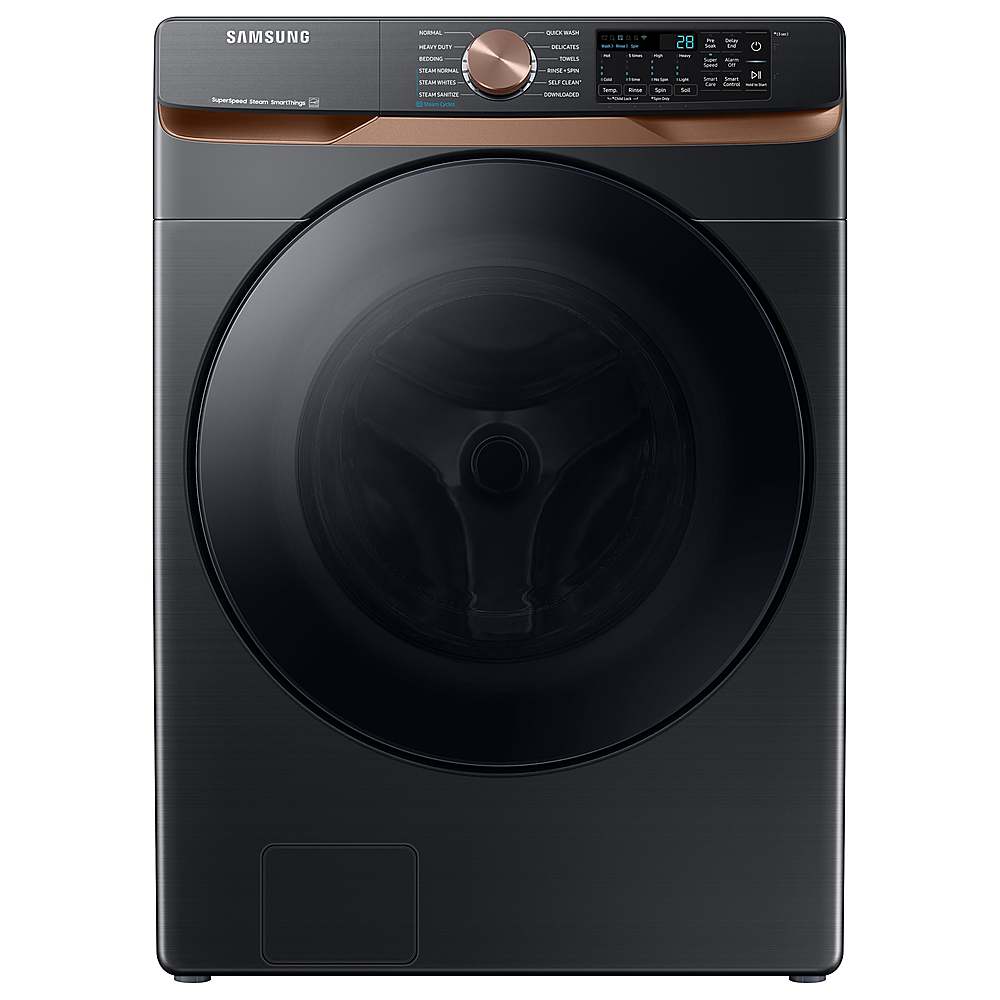 Samsung - 5.0 cu. ft. Extra Large Capacity Smart Front Load Washer with Super Speed Wash and Steam - Brushed Black_0