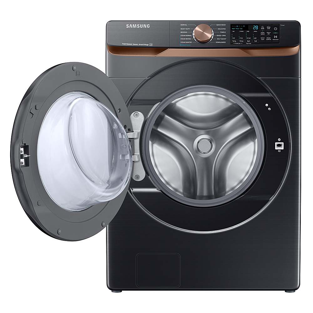 Samsung - 5.0 cu. ft. Extra Large Capacity Smart Front Load Washer with Super Speed Wash and Steam - Brushed Black_7