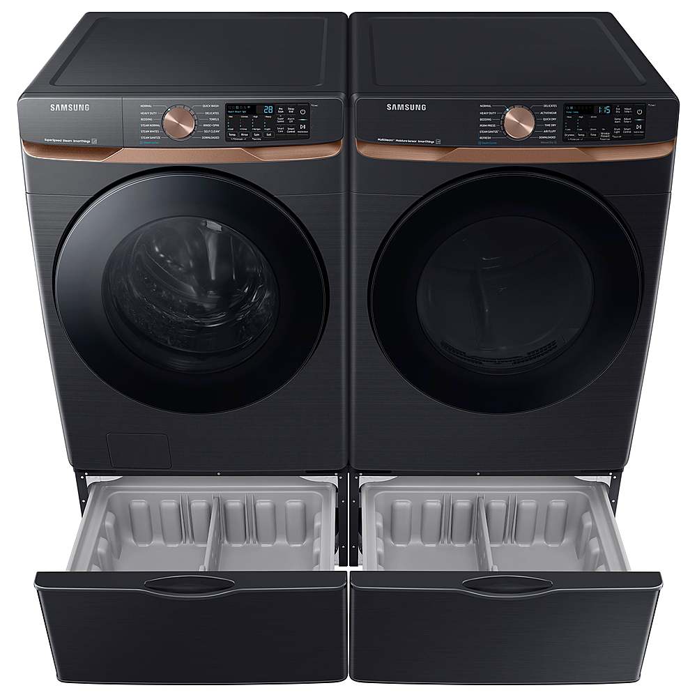 Samsung - 5.0 cu. ft. Extra Large Capacity Smart Front Load Washer with Super Speed Wash and Steam - Brushed Black_1