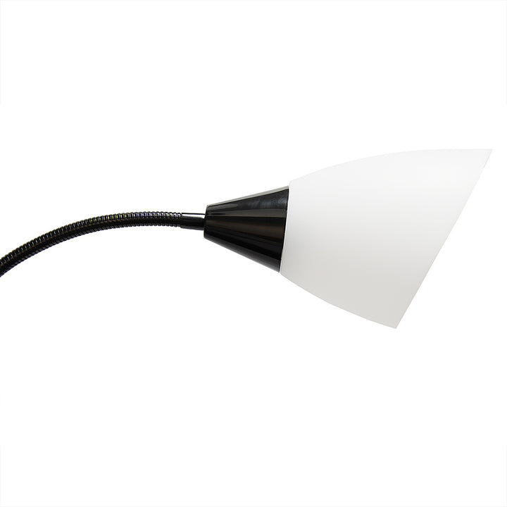 Simple Designs 5 Light Adjustable Gooseneck Floor Lamp - Black/White Shades_5
