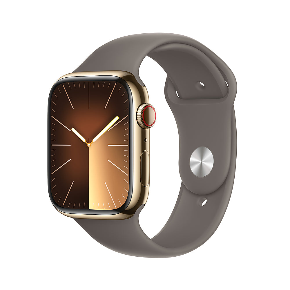 Apple Watch Series 9 GPS + Cellular 45mm Gold Stainless Steel Case with Clay Sport Band - M/L - Gold_0
