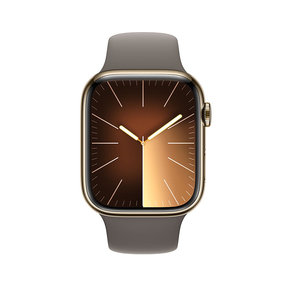 Apple Watch Series 9 GPS + Cellular 45mm Gold Stainless Steel Case with Clay Sport Band - M/L - Gold_1