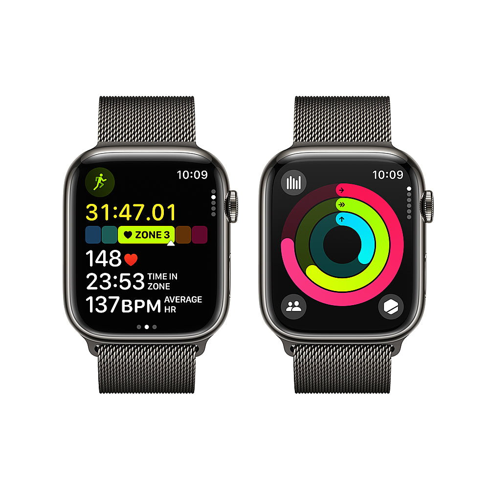 Apple Watch Series 9 GPS + Cellular 45mm Graphite Stainless Steel Case with Graphite Milanese Loop - Graphite_2