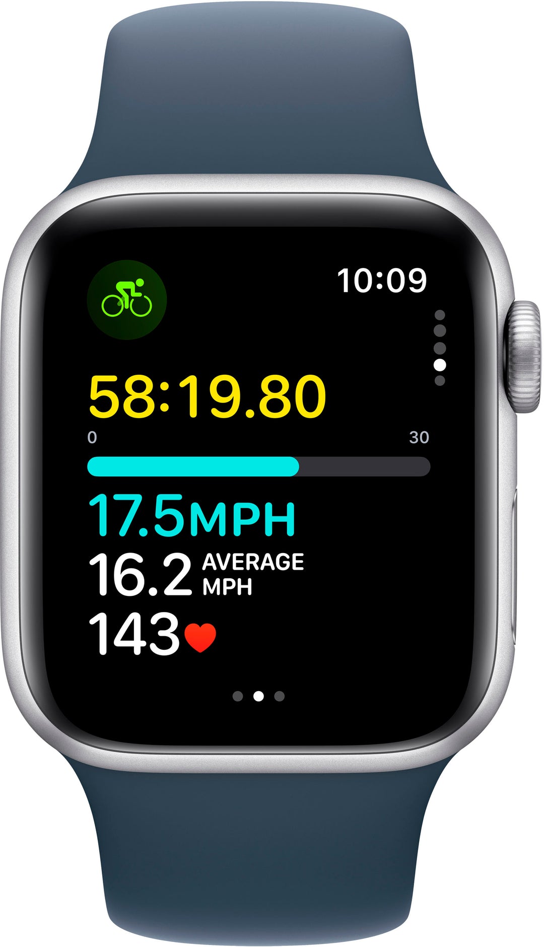 Apple Watch SE (GPS + Cellular) 40mm Silver Aluminum Case with Storm Blue Sport Band - M/L - Silver_2