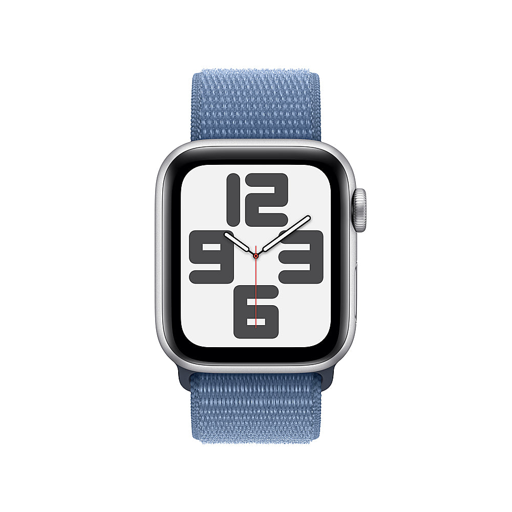 Apple Watch SE (GPS + Cellular) 40mm Silver Aluminum Case with Winter Blue Sport Loop - Silver_1