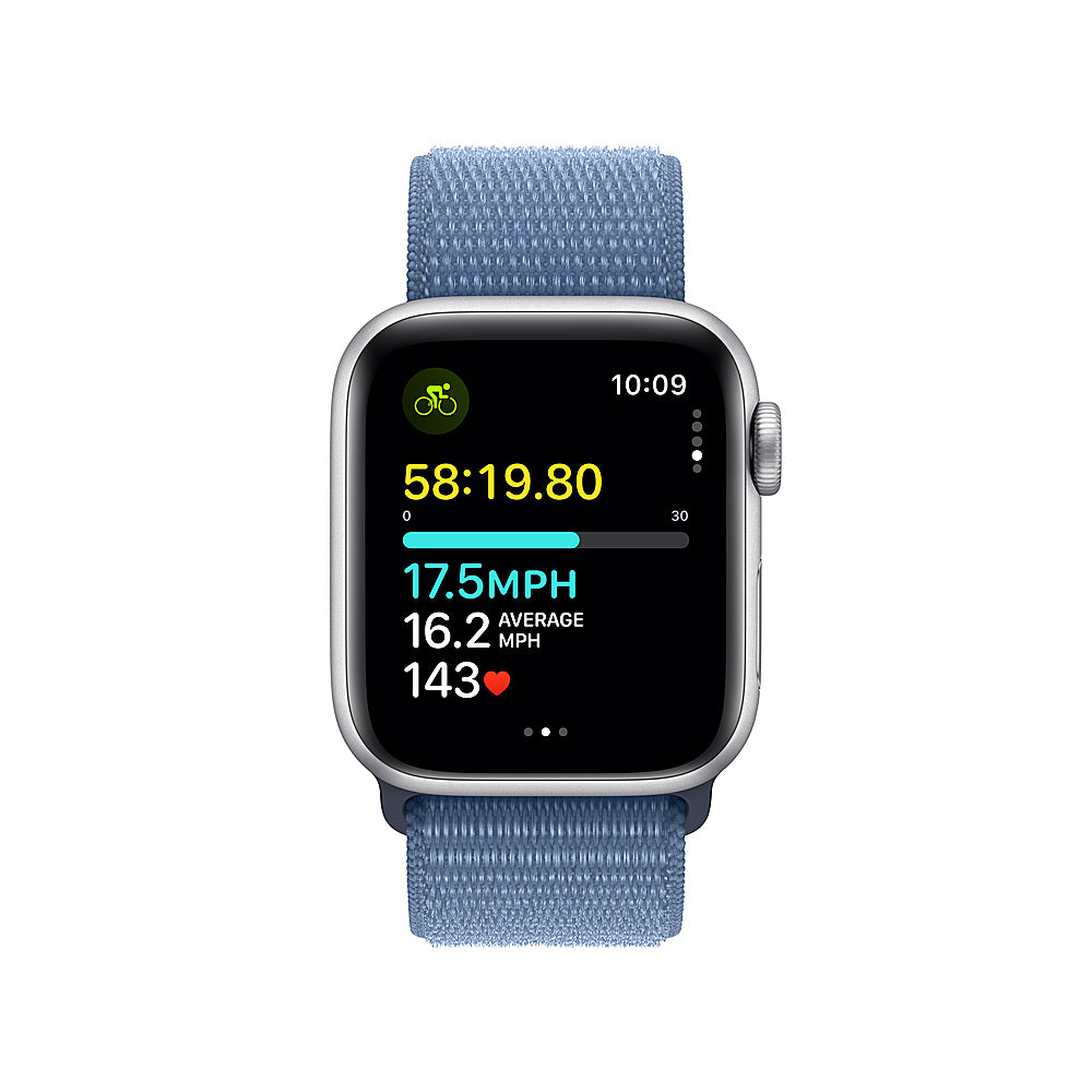 Apple Watch SE (GPS + Cellular) 40mm Silver Aluminum Case with Winter Blue Sport Loop - Silver_2