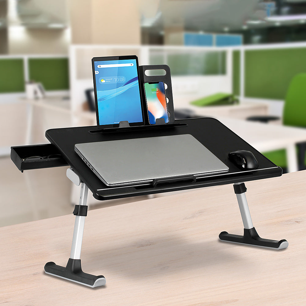 Aluratek - Adjustable non-slip Laptop Stand/Table with Drawer and Tablet Holder_1