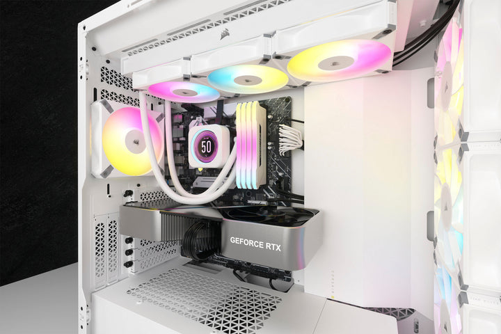 CORSAIR - iCUE H150i ELITE LCD XT 120mm Fans + 360mm Radiator Liquid Cooling System with IPS LCD Screen - White_2