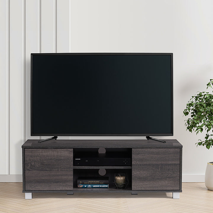 CorLiving - Hollywood Wood Grain TV Stand with Doors for Most TVs up to 55" - Dark Grey_1