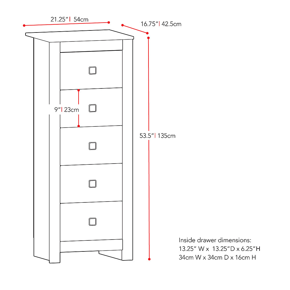 CorLiving - Madison 5-Drawer Tall Dressers - White_3