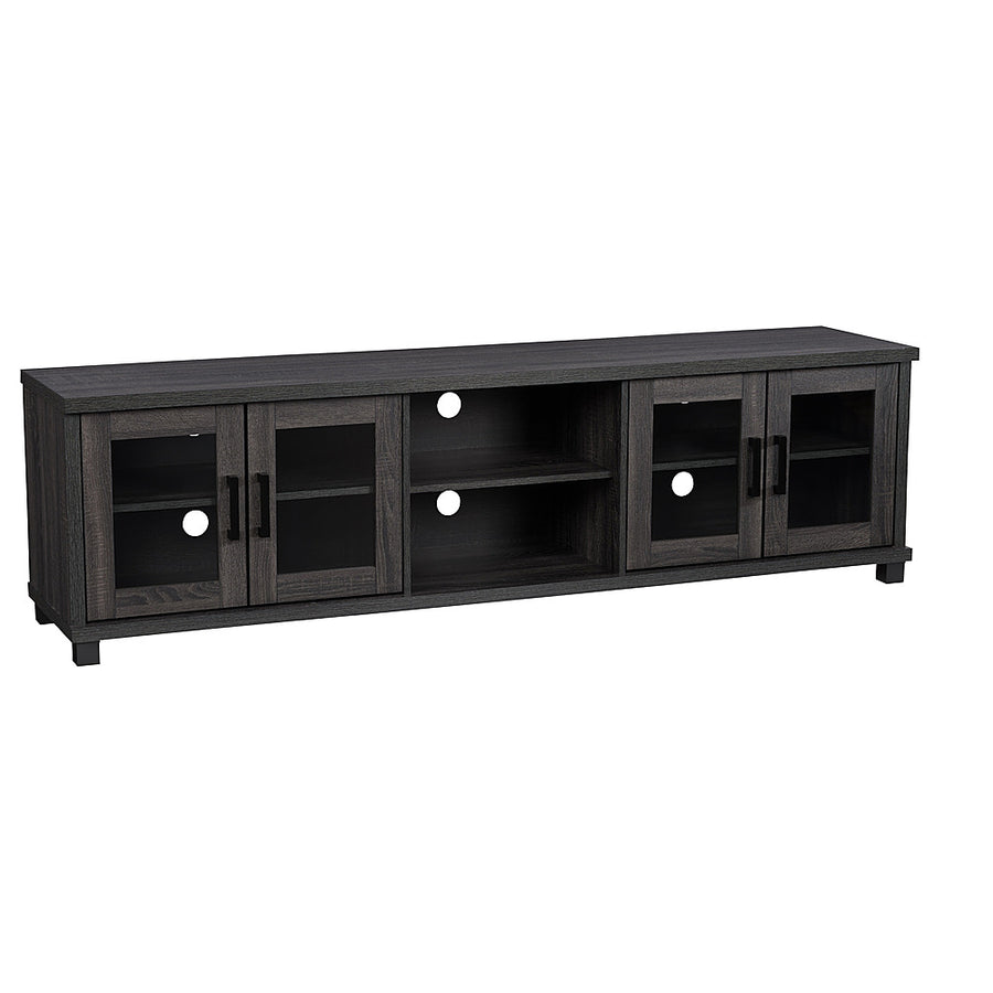 CorLiving - Fremont TV Bench with Glass Cabinets for Most TVs up to 95" - Dark Grey_0