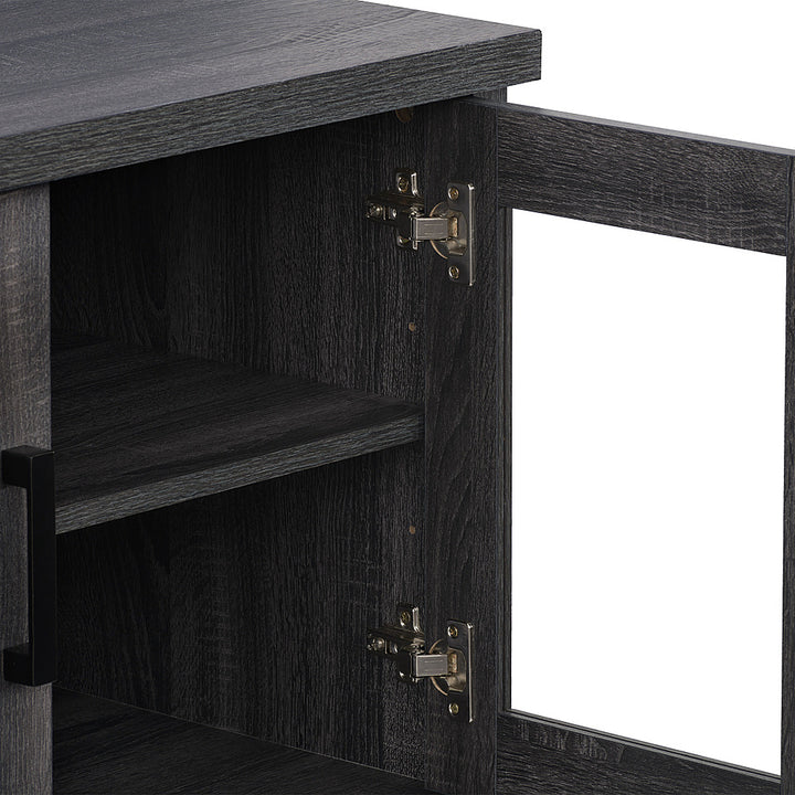 CorLiving - Fremont TV Bench with Glass Cabinets for Most TVs up to 95" - Dark Grey_8