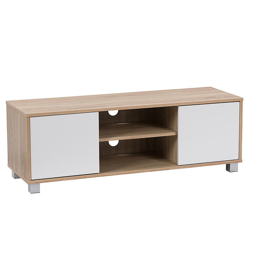CorLiving - Hollywood Wood Grain TV Stand with Doors for Most TVs up to 55" - White and Brown_0
