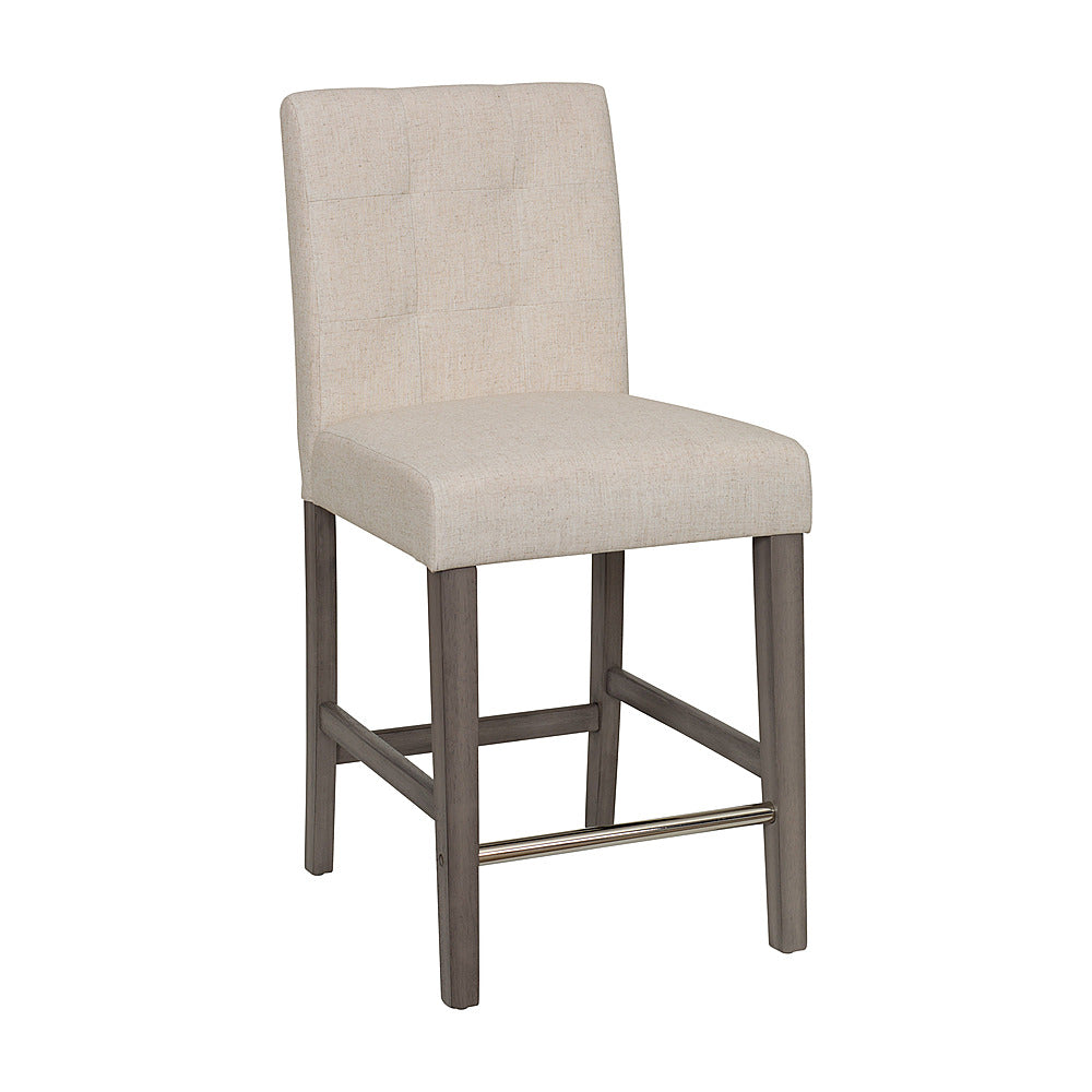 CorLiving - Leila Fabric Square Tufted Counter Height Barstool - Beige_1
