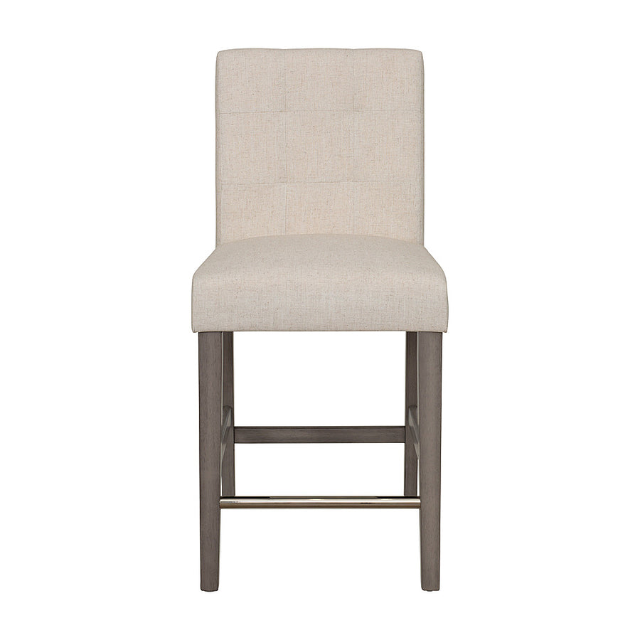 CorLiving - Leila Fabric Square Tufted Counter Height Barstool - Beige_0