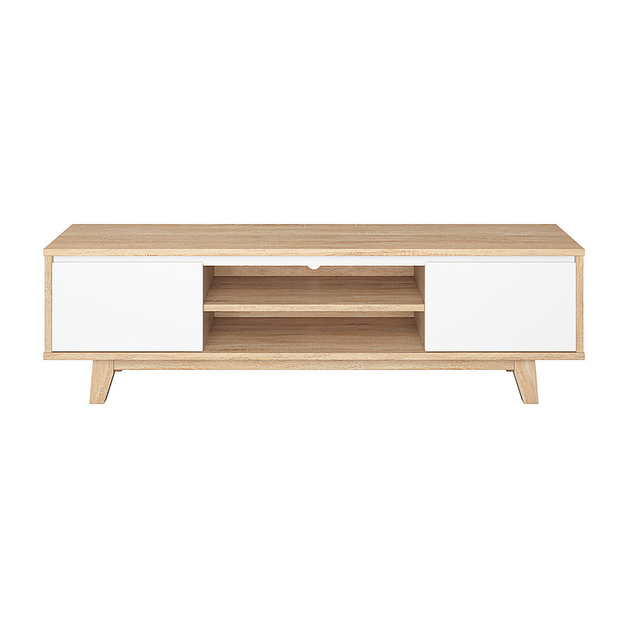 CorLiving - Fort Worth White and Brown Wood Grain Finish TV Stand for Most TV's up to 68" - Brown and white_0