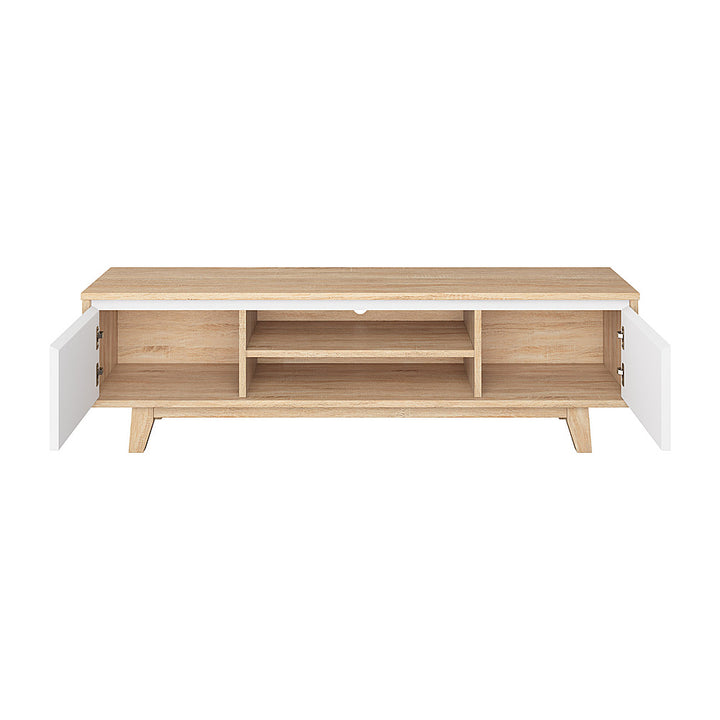 CorLiving - Fort Worth White and Brown Wood Grain Finish TV Stand for Most TV's up to 68" - Brown and white_3