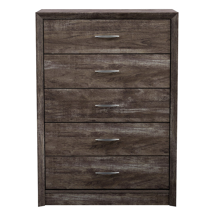 CorLiving - Newport 5 Drawer Tall Dresser - Brown Washed Oak_0
