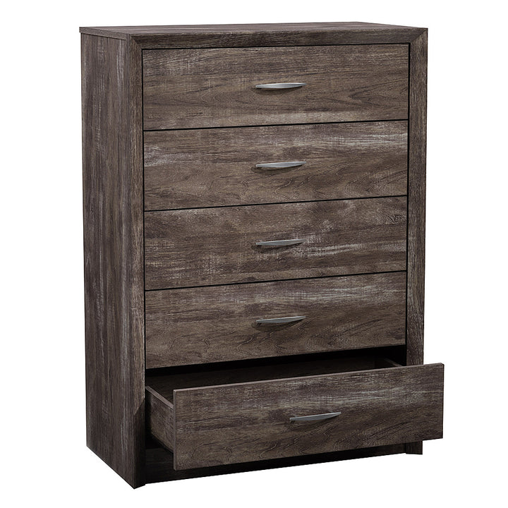 CorLiving - Newport 5 Drawer Tall Dresser - Brown Washed Oak_10