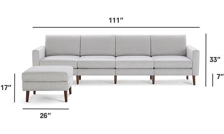 Burrow - Mid-Century Nomad King Sofa with Ottoman - Crushed Gravel_2