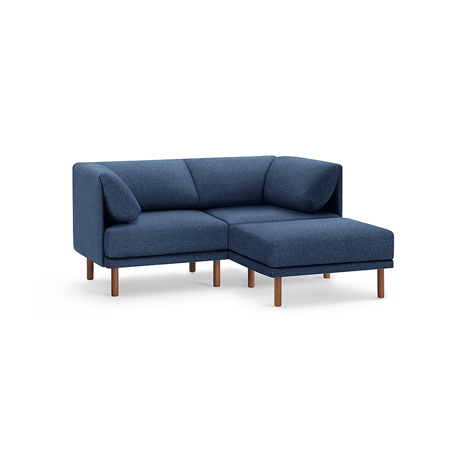 Burrow - Contemporary Range 2-Seat Sofa with Attachable Ottoman - Navy Blue_0