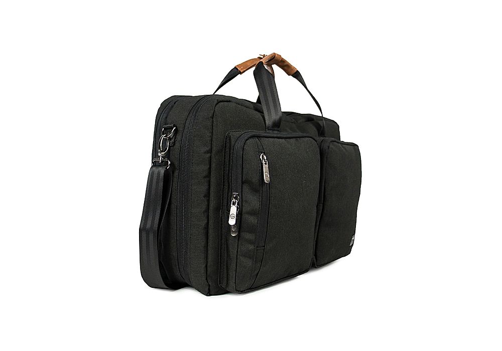 PKG - Trenton 31L Recycled Messenger Bag with Garment Compartment - Black/Tan_1