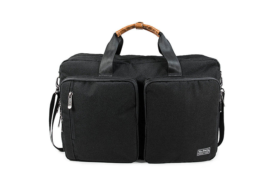 PKG - Trenton 31L Recycled Messenger Bag with Garment Compartment - Black/Tan_0