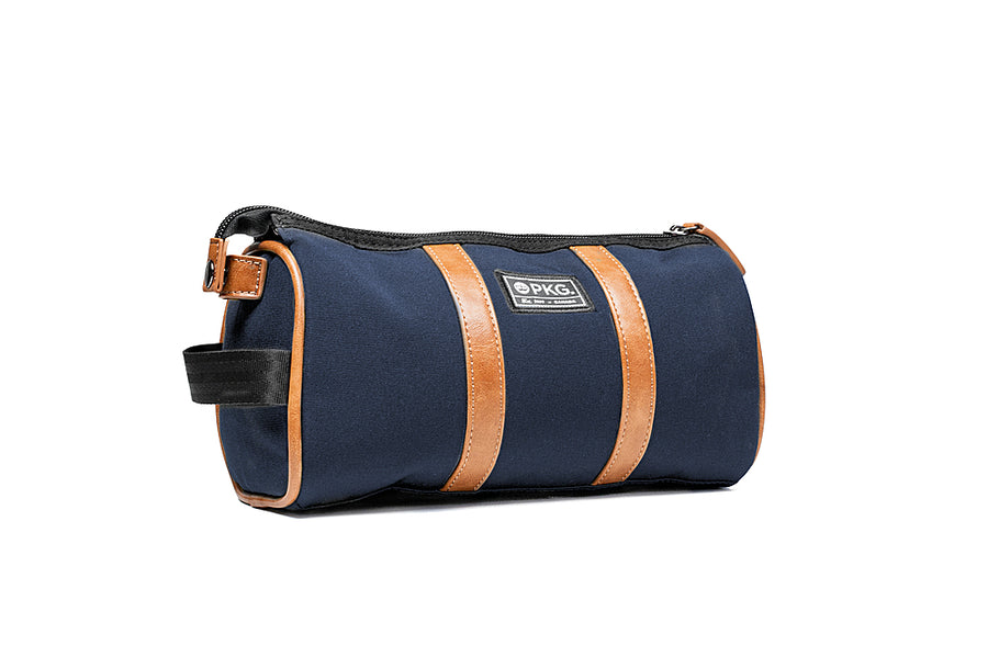 PKG - Charlotte Recycled Essentials Toiletry Bag - Navy/Tan_0