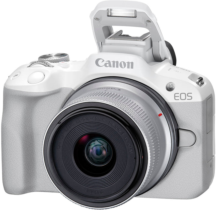 Canon - EOS R50 4K Video Mirrorless Camera with RF-S 18-45mm f/4.5-6.3 IS STM Lens - White_4