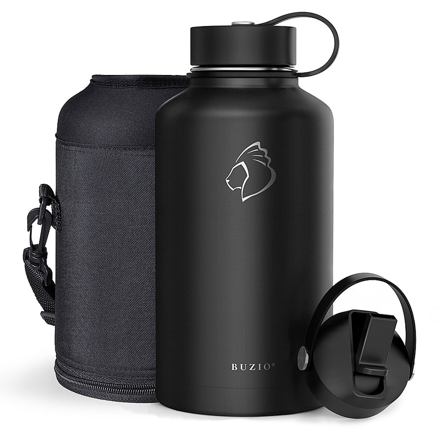 Buzio - Duet Series Insulated 64 oz Water Bottle with Straw Lid and Flex Lid - Black_0