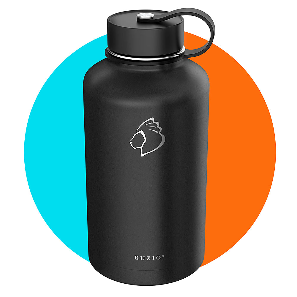 Buzio - Duet Series Insulated 64 oz Water Bottle with Straw Lid and Flex Lid - Black_4