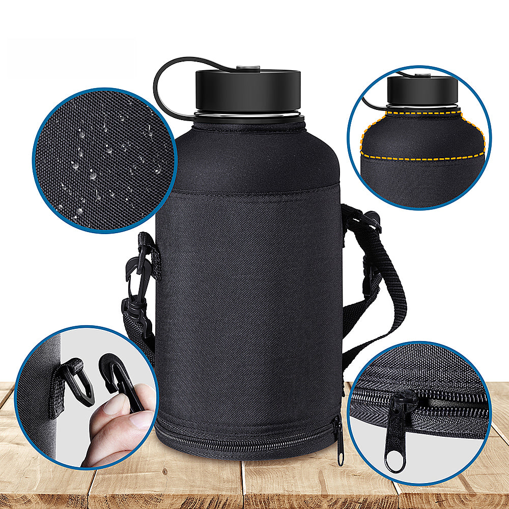 Buzio - Duet Series Insulated 64 oz Water Bottle with Straw Lid and Flex Lid - Black_5