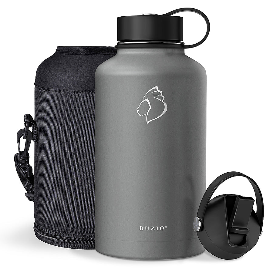 Buzio - Duet Series Insulated 64 oz Water Bottle with Straw Lid and Flex Lid - Gray_0