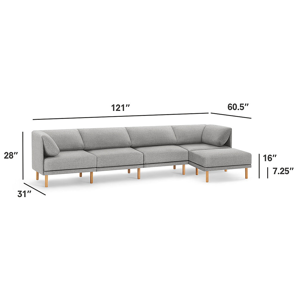 Burrow - Contemporary Range 4-Seat Sofa with Attachable Ottoman - Stone Gray_7