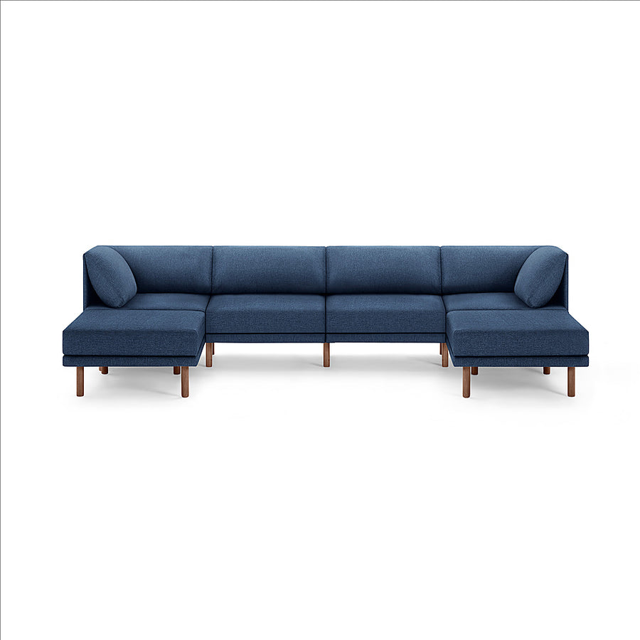 Burrow - Contemporary Range 4-Seat Sofa with Double Attachable Ottoman - Navy Blue_0