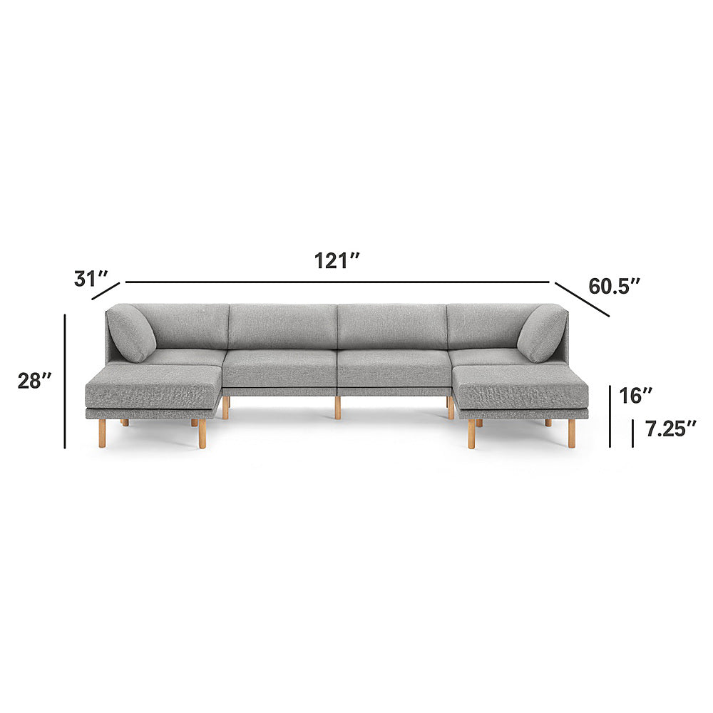 Burrow - Contemporary Range 4-Seat Sofa with Double Attachable Ottoman - Stone Gray_7