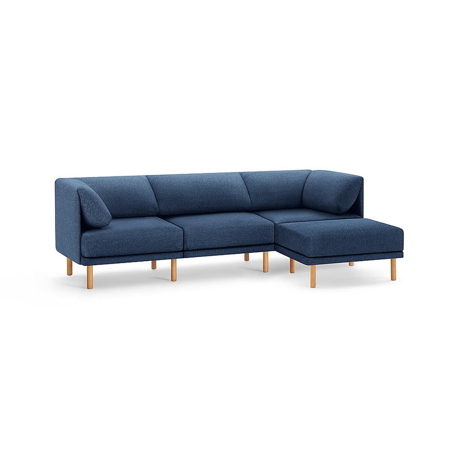 Burrow - Contemporary Range 3-Seat Sofa with Attachable Ottoman - Navy Blue_0