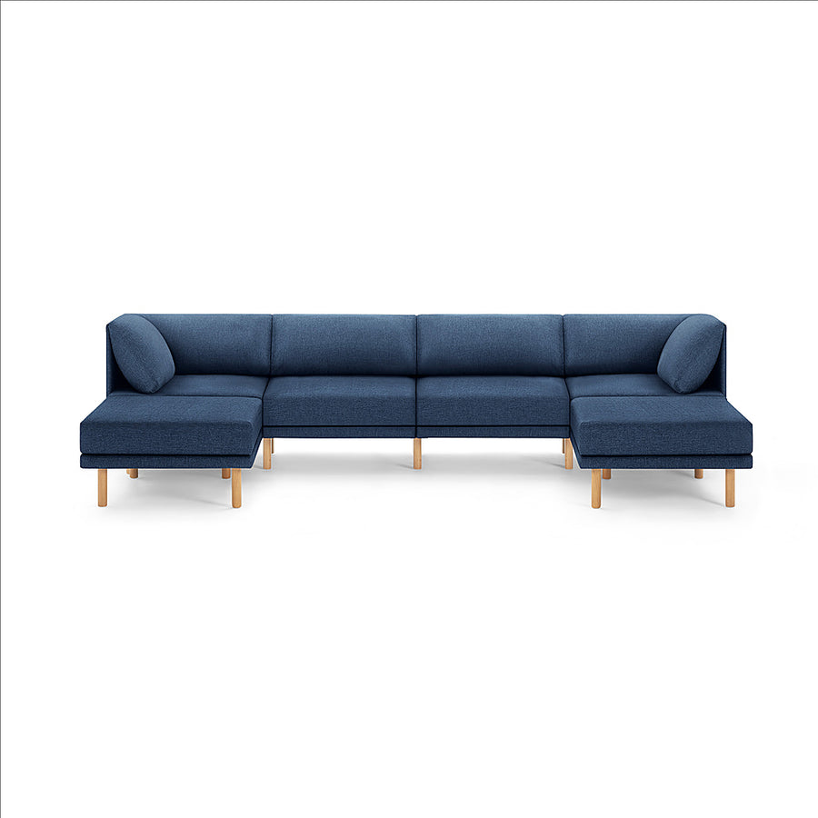 Burrow - Contemporary Range 4-Seat Sofa with Double Attachable Ottoman - Navy Blue_0