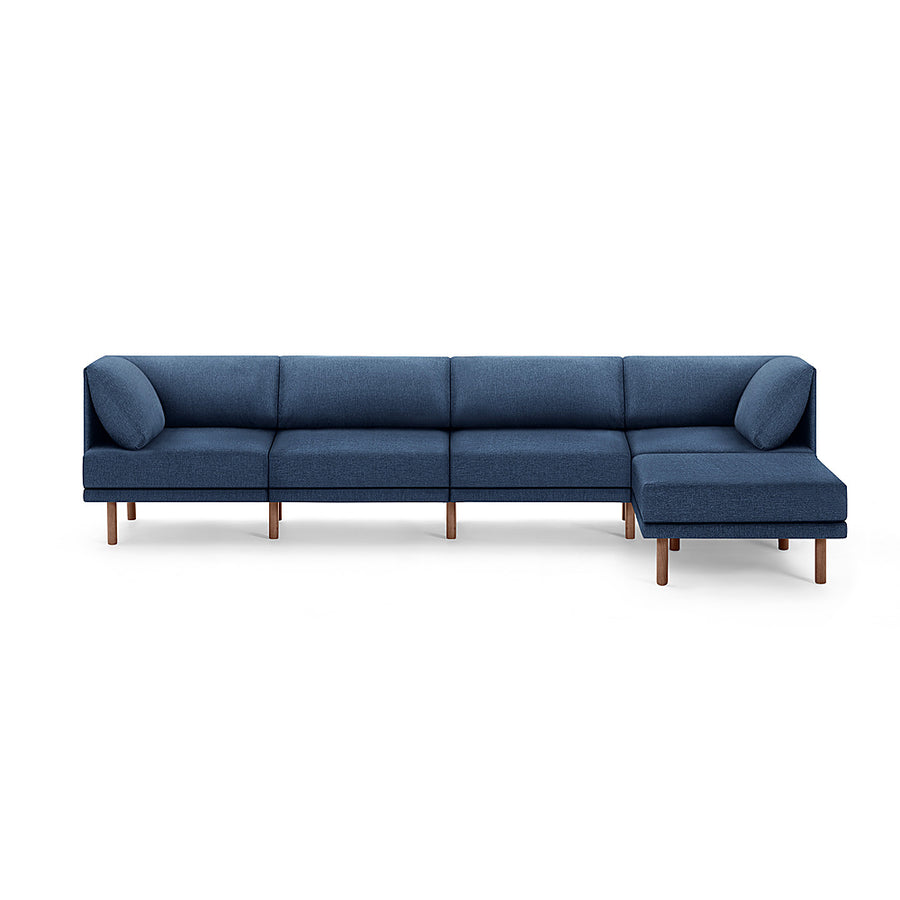 Burrow - Contemporary Range 4-Seat Sofa with Attachable Ottoman - Navy Blue_0