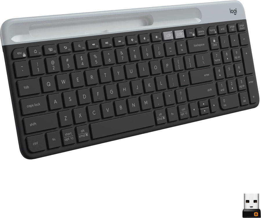 Logitech - K585 Full-size Wireless Scissor Keyboard for Windows, Mac, Chrome, Android with Build-in Cradle for device - Graphite_0